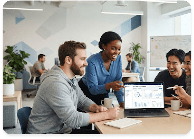Software development team collaborating